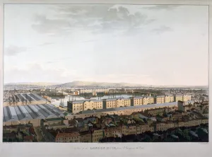 Havell Prints: View of London Docks, 1816. Artist: Daniel Havell