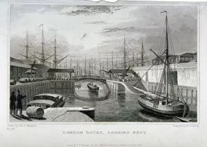 Th Shepherd Gallery: View of London Docks looking west, Wapping, 1831. Artist: MJ Starling