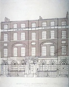 Front view of London House, Aldersgate Street, City of London, 1839