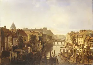 Spree Prints: View of the Long Bridge from the Muhlendamm, 1850. Artist: Schwendy, Albert (1820-1902)