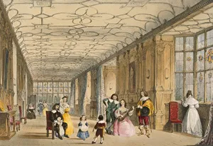 View of Long Hall at Haddon, Derbyshire, c1600. Creator: Joseph Nash (1809-78) View of Long Hall at Haddon, Derbyshire, c1600. Creator: Joseph Nash (1809-78)