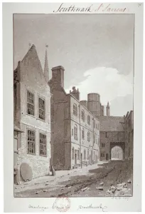 John Chessell Prints: View looking towards the gateway of Montague House, Southwark, London, 1827. Artist