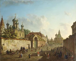 Fyodor Alexeev Prints: View from the Lubyanka Square to the Vladimir Gate in Moscow