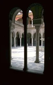 Seville Prints: View into the main courtyard of the Casa di Pilatos, 15th century