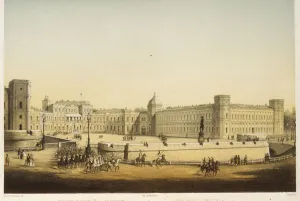 Schulz Prints: View of the Main Gatchina palace, Mid of the 19th cen Artist: Schulz, Carl (1823-1876)