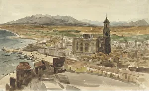 Iberian Prints: View of Malaga from the North, 1836. Creator: Adrien Dauzats