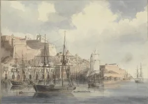 View at Malta, ca. 1849. Artist: Dyce, Charles Andrew (1816-1853)