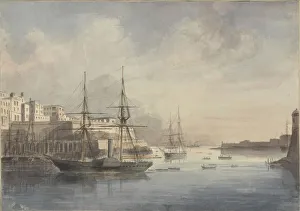 Dyce Prints: View at Malta, ca. 1849. Artist: Dyce, Charles Andrew (1816-1853)