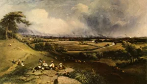 Chimneys Prints: View of Manchester from Higher Broughton, 1835, (1943). Creator: William Wyld