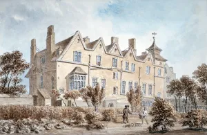 Marylebone Prints: Back view of the Manor House on St Marylebone High Street, London, c1802