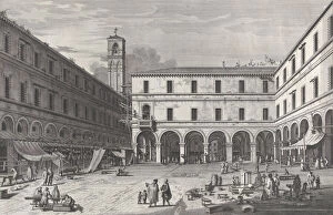 Brostoloni Giovanni Battista Collection: View of the market square near the church of San Giacomo, 1763. 1763