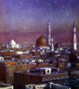 Saudi Arabia Prints: View of Medina, Arabia, by moonlight