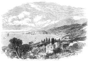 Climate Prints: View of Mentone from the East, 1869. Creator: Unknown