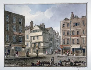 John Chessell Prints: View of Middle Row and Grays Inn Lane, Holborn, London, 1823