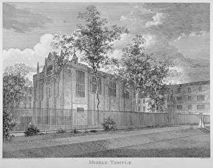 James Peller Prints: View of Middle Temple Hall from the south-west, Middle Temple, City of London, 1803
