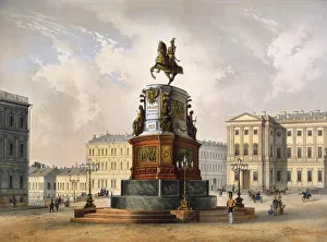 Charlemagne Prints: View of the Monument to Emperor Nicholas I on Saint Isaacs Square