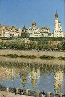 Kremlin Riverside Gallery: View of the Moscow Kremlin. Artist: Vereshchagin, Vasili Vasilyevich (1842-1904)