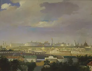 Moskva River Gallery: View of the Moscow Kremlin from the Bolotnaya (Marsh) square, Mid of the 19th cen