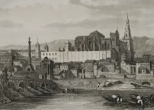 Fisherman Prints: View of the Mosque and the Alcazar, Cordoba, Spain, 1853. Creator: Antonio Roca Sallent