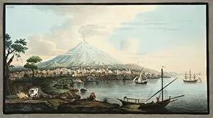 Hand Coloured Engraving Collection: View of Mount Etna from Catania, 1776