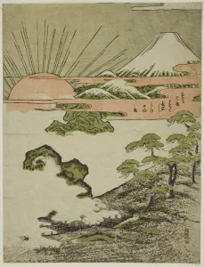 Koryusai Isoda Prints: View of Mount Fuji at sunrise on New Years Day, c. 1772. Creator: Isoda Koryusai