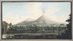 Fabris Prints: View of Mount Veusvius form the sea shore; at Resina