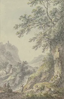 Johann Heinrich Prints: View of a mountain landscape with a castle