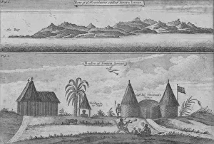 Sierra Leone Prints: View of Mountains called Sierra Leone & Houses at Sierra Leone