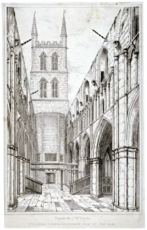 St Saviours Church Prints: View of the nave, St Saviours Church, Southwark, London, c1834