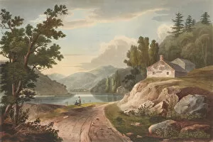 Aquatint Printed In Color With Hand Coloring Gallery: View Near Fishkill (No. 17 of The Hudson River Portfolio), 1823-24. Creator: John Hill