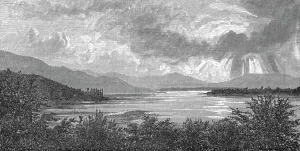 View near Nynee Tal; Black Bear Shooting in the Himalayas, 1875. Creator: Unknown
