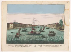 Remondini Prints: View of the Neva River in Saint Petersburg seen from the west side