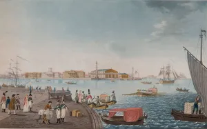 Palace Embankment Prints: View of the Neva River and the Stock exchange in Saint Petersburg