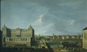 View of the Nevsky Prospekt and the Anichkov Palace, Second Half of the 18th cen.. Artist: Anonymous View of the Nevsky Prospekt and the Anichkov Palace, Second Half of the 18th cen.. Artist: Anonymous