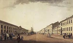 View of Nevsky Prospekt near the Gostiny Dvor in Saint Petersburg, 1799. Artist: Paterssen, Benjamin (1748-1815)