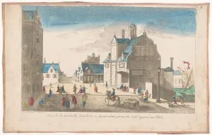 Taxation Prints: View of the new bridge and Paalhuis on the IJ in Amsterdam, 1700-1799. Creator: Anon