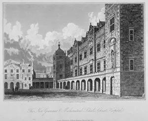 Christs Hospital School Gallery: View of the new grammar and mathematical schools, Christs Hospital, City of London, 1833