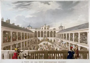 Fowler Prints: A View of the New Hungerford Market, Westminster, London, 1833. Artist: J Harris