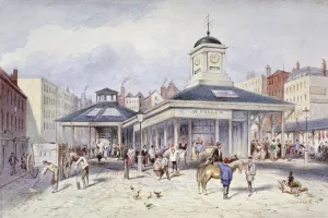 Frederick Napoleon Shepherd Prints: View of Newgate Market in Paternoster Square, City of London, 1836