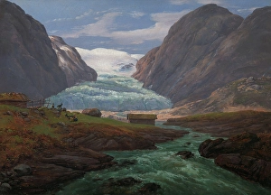 Johan Christian Clausen Dahl Prints: View of Nigardsbreen in Jostedalen, 1847. Creator: Johan Christian Dahl