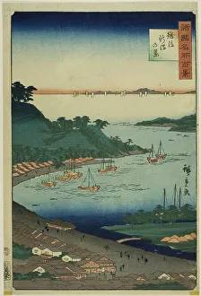 Rissho Prints: View of Niigata, Echigo Province (Echigo Niigata no kei) from the series One Hundred Famo