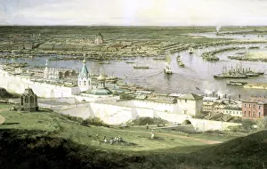 Bogolyubov Prints: View of Nizhny Novgorod, 1878. Artist: Aleksey Bogolyubov