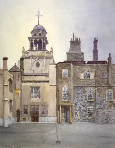 Charterhouse Prints: View of the north side of Chapel Tower, Charterhouse, London, 1885