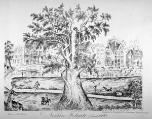 Shoreditch Prints: View of Norton Folgate, Shoreditch, London, as it appeared c1500 (c1870). Artist
