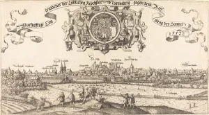 Nurnberg Germany Prints: View of Nuremberg from the East [center section], 1552. Creator: Hans Sebald Lautensack