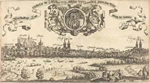 Nurnberg Germany Prints: View of Nuremberg from the West [center section], 1552. Creator: Hans Sebald Lautensack