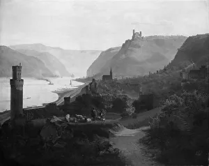 Plateau Prints: View of Oberwesel and the Rhine. Germany, 1840. Creator: Frederik Hansen Sodring