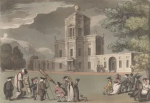 Oxford Gallery: View of the Observatory, Oxford, May 1, 1810. May 1, 1810. Creator: Thomas Rowlandson