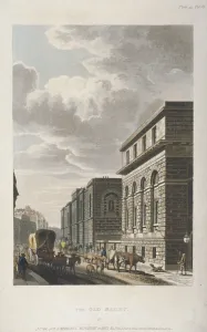 Old Bailey Prints: View of Old Bailey, looking north, City of London, 1814. Artist: Rudolph Ackermann