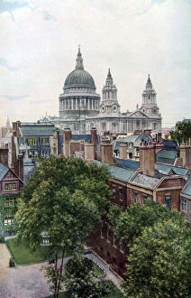 View from the Old Bailey towards St Pauls Cathedral, London, c1930s.Artist: WS Campbell